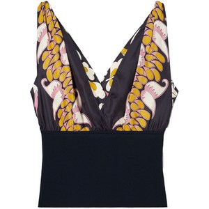 토리 버치 플로럴 프린트 실크 민소매 탑