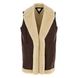 보테가 베네타 leather shearling vest, 브라운계열+베이지계열, Italy 42