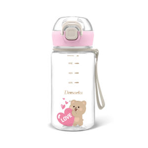 다소다 원터치 트라이탄 허그보틀 어린이 물통 스트랩세트, 400ml, 러블리핑크, 1개