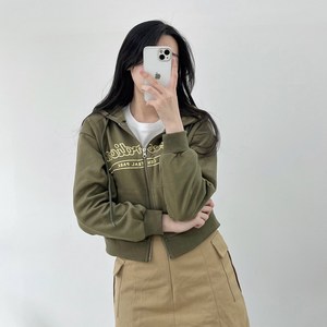 [꾸안꾸]툭 걸치는 아방핏 투웨이 레터링 빈티지 프린팅 세미 크롭 레코디언 y2k 후드집업(3colo)