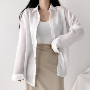 레이디스룸 [살탐방지~2XL] 여리 거즈 시스루 오버핏 셔츠 남방