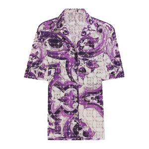 돌체앤가바나 마졸리카 프린트 레이스 셔츠, 바이올렛/보라계열+화이트계열, Italy 42(KR 55)