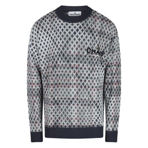 비비안웨스트우드 체크 하운즈투스 스웨터, 화이트계열+블루계열, S/M