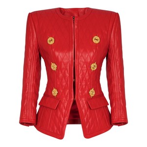 발망 퀼팅 가죽 재킷, 레드계열, France 34(KR 55)