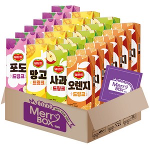 델몬트 팩주스 24개(오렌지6+포도6+망고6+사과6)+메세지카드, 190ml, 1세트