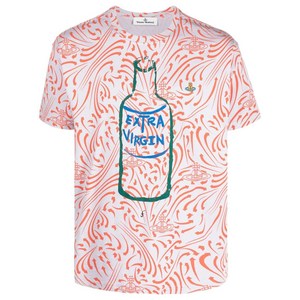 비비안웨스트우드 엑스트라 버진 그래픽 프린트 로고 티셔츠, 바이올렛/보라계열+오렌지계열, S(KR 95)