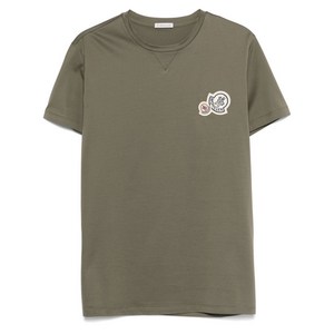 몽클레르 더블 로고 패치 코튼 티셔츠