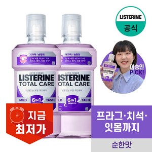 리스테린 토탈케어 마일드 구강청결제, 750ml, 2개