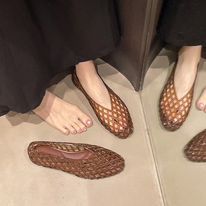 투니스 여성 크리스탈 젤리 펀칭 플랫 슈즈 단화 캐주얼 샌들 1cm