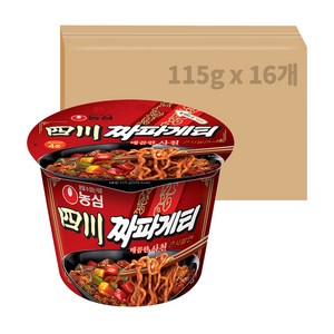 농심 사천 짜파게티 큰사발면 115g, 16개