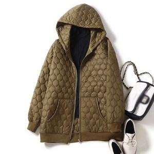 ROYALBELLE 여성 겨울 뉴 빅사이즈 문예 류즈핏 캐주얼 후드 카디건 패딩 코트 V1030127 GJ