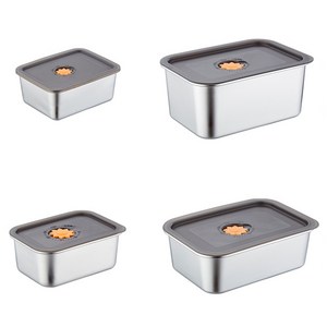 Tiger Pavilion 원터치 태양 버튼 스테인리스 밀폐용기 4종 세트