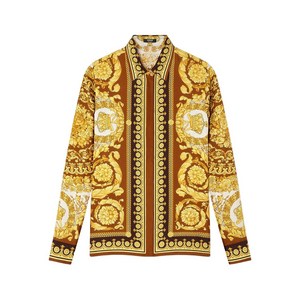 베르사체 바로코 프린트 버튼 업 셔츠, 옐로우계열+브라운계열, Italy 40(KR 55)