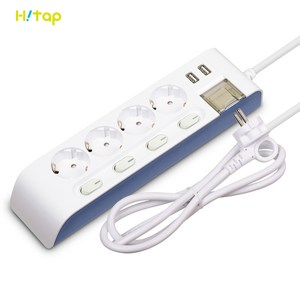 하이탭 디자인 USB 2포트 개별 스위치 멀티탭 4구 16A HIPUMP-4, 1.5m, 1개