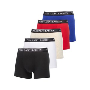 폴로랄프로렌 로고 웨이스트밴드 복서 브리프 5팩 세트, 블랙계열+화이트계열, XL
