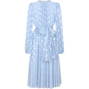 돌체앤가바나 DNA 모노그램 자카드 시폰 미디 드레스, 블루계열, Italy 40(KR 44)