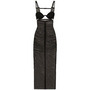돌체앤가바나 뷔스티에 스타일 시스루 미디 드레스, 블랙계열, Italy 44(KR 66)