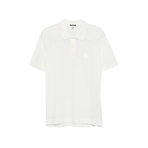 C.P.컴퍼니 로고 패치 반소매 폴로 셔츠, 화이트계열, Standard XL