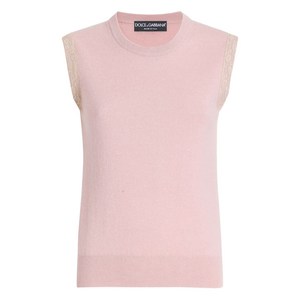 돌체앤가바나 레이스 디테일 민소매 베스트, 핑크계열, Italy 44(KR 66)