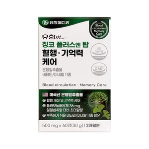 유한메디카 징코 플러스 엔 탑 혈행 기억력 케어, 60정, 1개