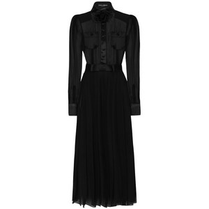 돌체앤가바나 플로럴 아플리케 실크 혼방 미니 드레스, 블랙계열, Italy 36(KR 33)