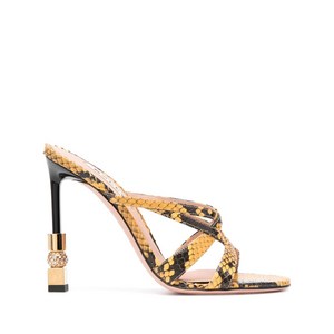 발리 스네이크 스킨 프린트 가죽 뮬 110mm