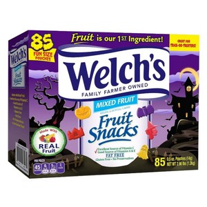 할로윈 웰치스 에디션 후르츠 스낵 젤리 85개입 Welchs Halloween Mixed Fruit, 1.2kg, 1개