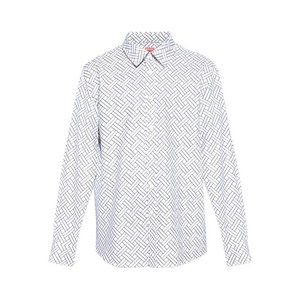 겐조 기하학 패턴 셔츠, 화이트계열+블루계열, Collar (cm) 40