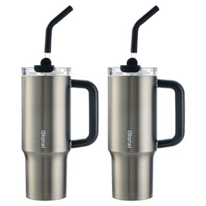 GIANXI 단색 보온보냉병, 1000ml, 메탈릭 애쉬, 2개