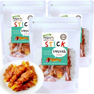 멍도락 국내산 강아지수제간식 영양만점 고급원재료 안심제조, 소떡심치킨츄, 70g, 3개