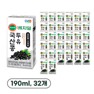베지밀 국산콩 두유 검은콩 고칼슘, 190ml, 32개
