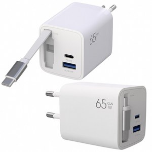 팝폰 릴케이블 GaN 65W PPS PD QC3.0 초고속2.0 멀티 충전기 TC66