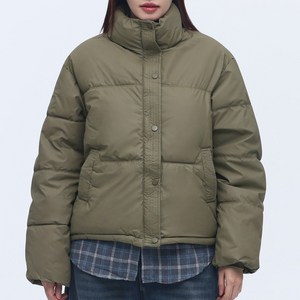 엘쏘 여성용 레더 크롭 패딩 PU 점퍼