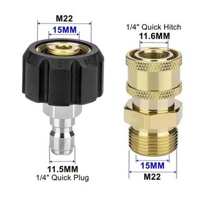 호환 압력 와셔 어댑터 세트 커플러 스위블 M22-14mm 15mm-1/4 퀵 히치 고압 워시 건 호스용, [05] Full Set 15MM