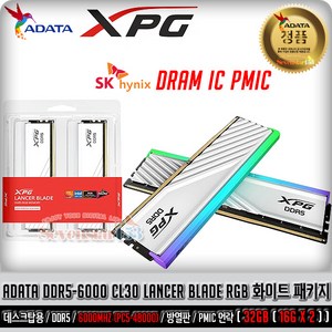 ADATA XPG DDR5-6000 CL30 LANCER RGB 화이트 패키지 (32GB(16Gx2))/정품 판매점/방열판/R, 2개