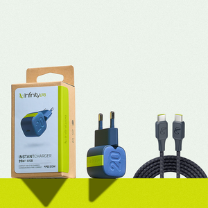 인피니티랩 PD3.0 20W C타입 고속충전기 어댑터 + CtoC 100W 케이블 포함, 1세트, 블루