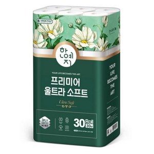 한예지 3겹 프리미어 울트라 소프트 화장지 30m, 30롤, 1개