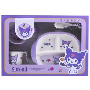 우허 쿠로미 식기 4종 세트 WH001, 식판 + 그릇 + ..., 퍼플, 1개