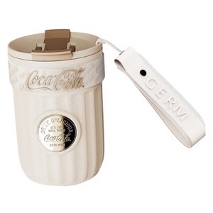 점 코카콜라 컬래버레이션 배지 시리즈 텀블러 GE-CK23AW-B55, 스노우 멜팅 화이트, 400ml, 1개