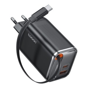 Toocki 툭키 67W GaN PPS 2포트 초고속 C타입 유선 수납식 일체형 멀티충전기 릴케이블 충전기