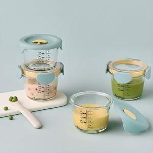 락앤락 리틀럽 디어 혼합 원형 이유식용기, 260ml, 스카이블루, 4개