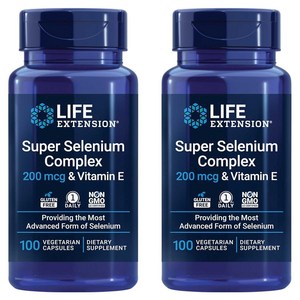 라이프익스텐션 슈퍼 셀레늄 콤플렉스 200mcg & 비타민 E 베지테리안 캡슐, 100정, 2개
