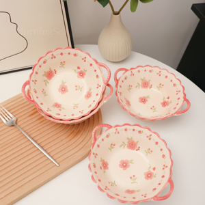 MorningSea 꽃 시리즈 양손볼 예쁜 라면그릇 신혼 국그릇 20cm