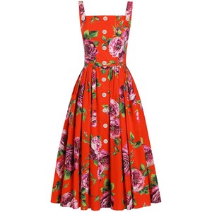 돌체앤가바나 플로럴 프린트 미디 드레스