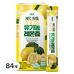 데이앤 NFC 100% 유기농 레몬즙, 280g, 6개