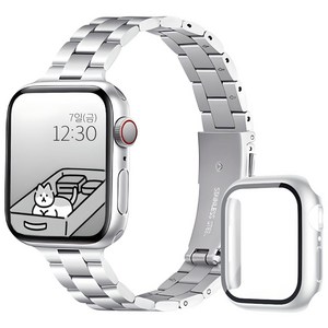 아이비온 애플워치 슬림 메탈 스트랩 40 44 + 풀커버 케이스 세트