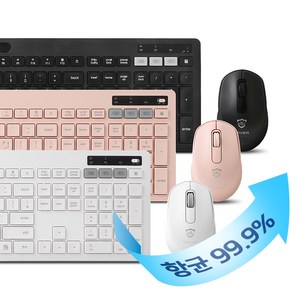 아이리버 항균 2.4GHz + 블루투스 무소음 무선 키보드 마우스 세트, 핑크, MEDIC-BS1, 일반형