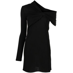 생로랑 비대칭 트위스트 디테일 미니 드레스, 블랙계열, France 34(KR 44)