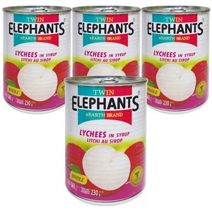 [태국] TWIN ELEPHANTS 리치 통조림 / LYCHEES, 4개, 565g