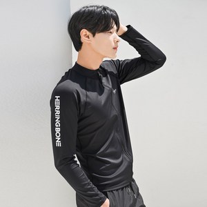 헤링본 집업 남자 레귤러핏 래쉬가드 수영복 긴팔 상의 풀집업 바캉스 호캉스 비치웨어 RF338M